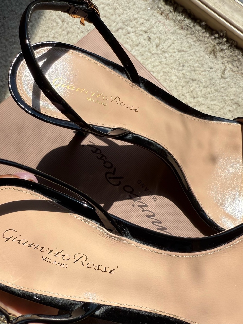 Gianvito Rossi Ribbon Black Patent Leather Heels - Picture 3 of 7
